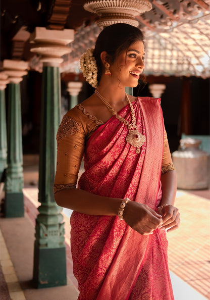 Premium Bridal Saree - Red and Gold - VIA-1-2601 - view 4