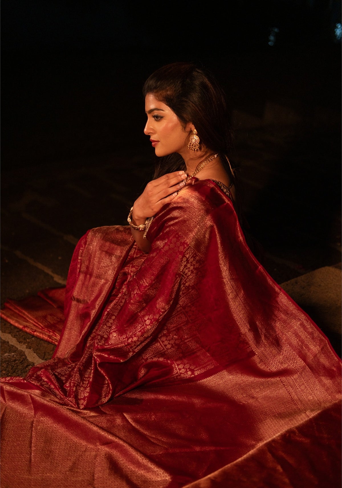 Premium Bridal Saree - Red and Gold - VIA-1-2602 - view 10