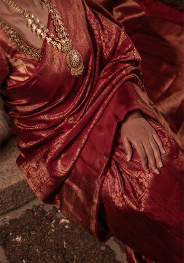 Premium Bridal Saree - Red and Gold - VIA-1-2602 - view 11