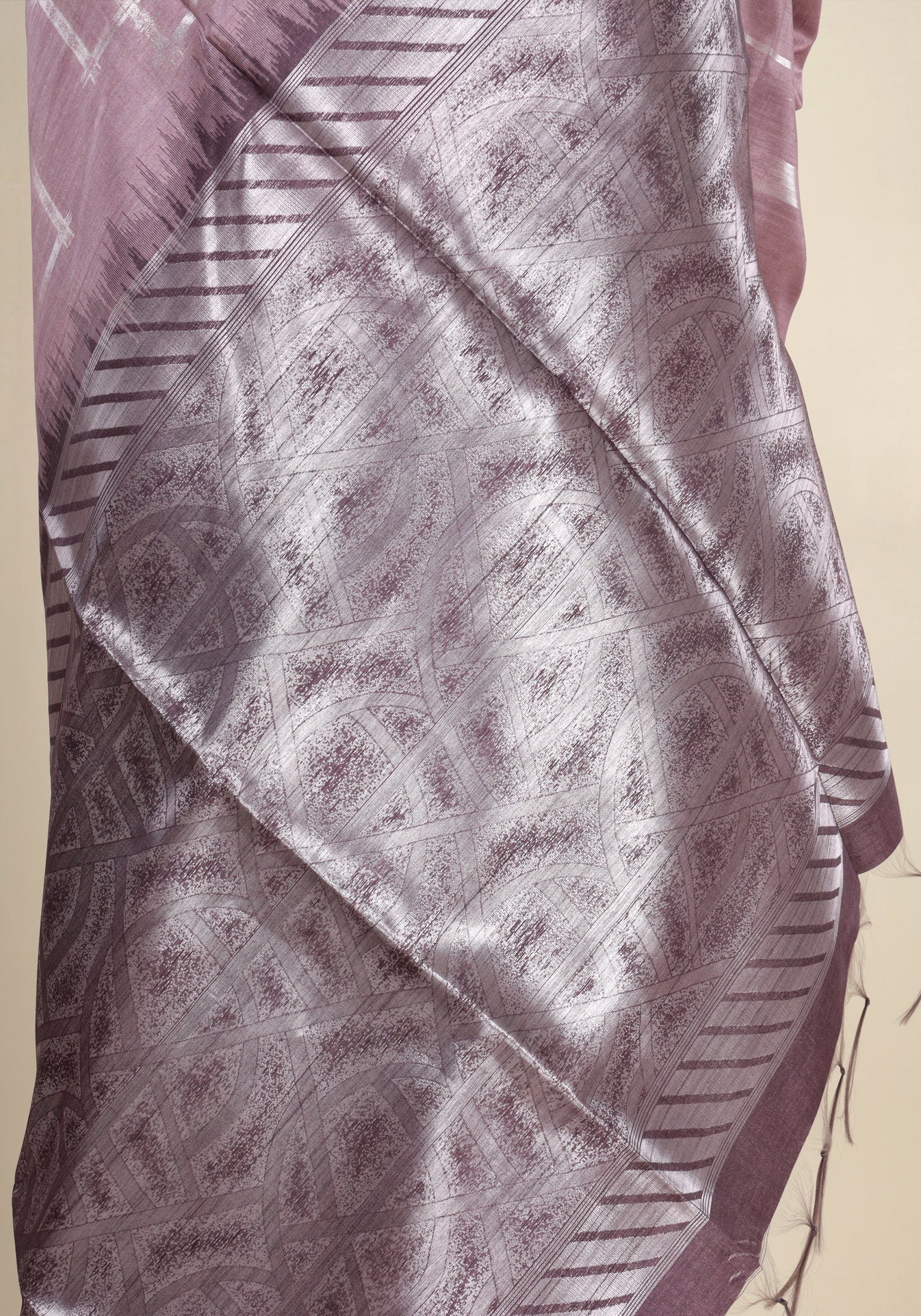 Lavender Silver Geometric Tissue Silk Saree - TSS-1-1002