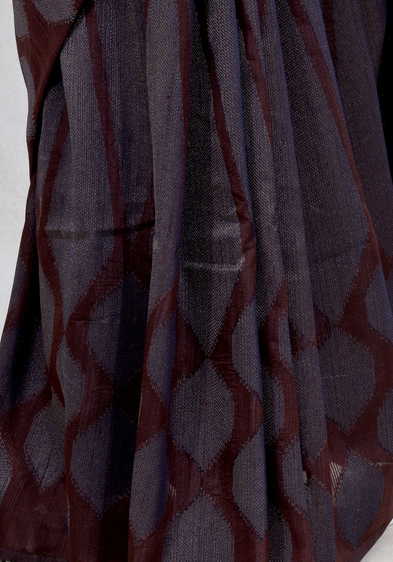 Dhupian Thread Silk Saree Deep Coffee Brown Woven Motif