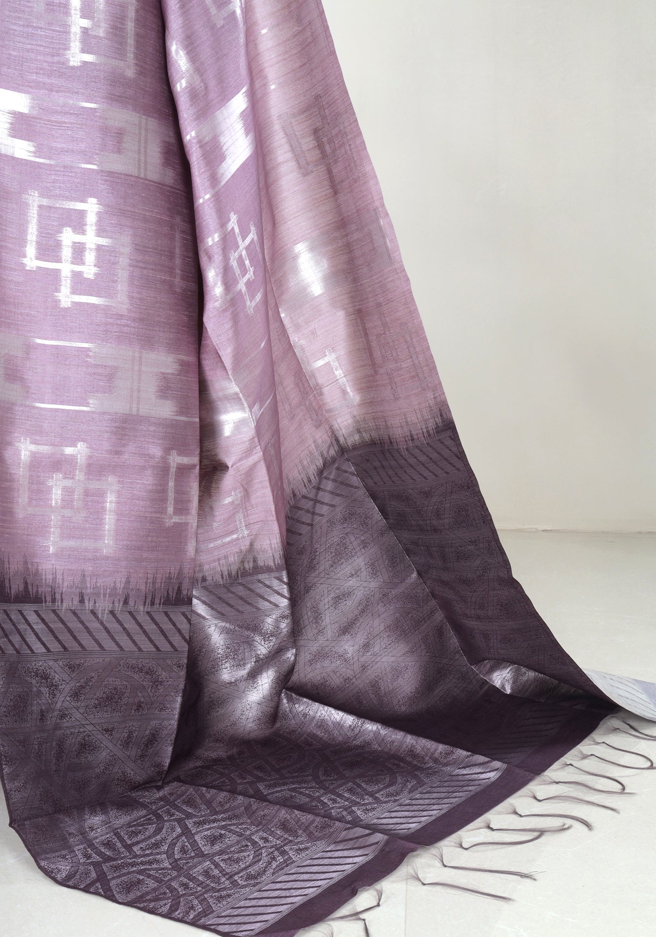 Lavender Silver Geometric Tissue Silk Saree - TSS-1-1002