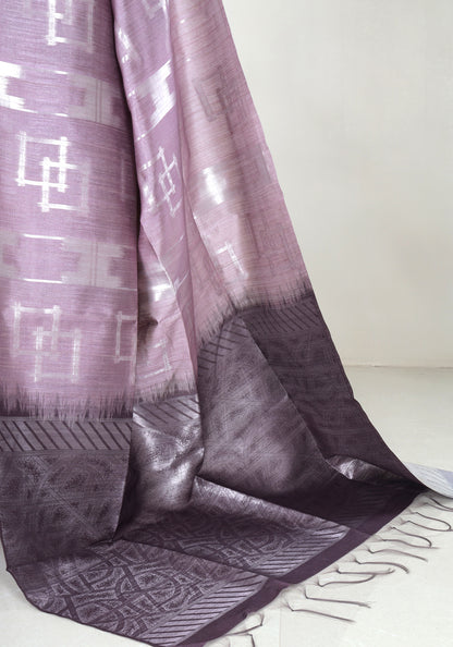 Lavender Silver Geometric Tissue Silk Saree - TSS-1-1002