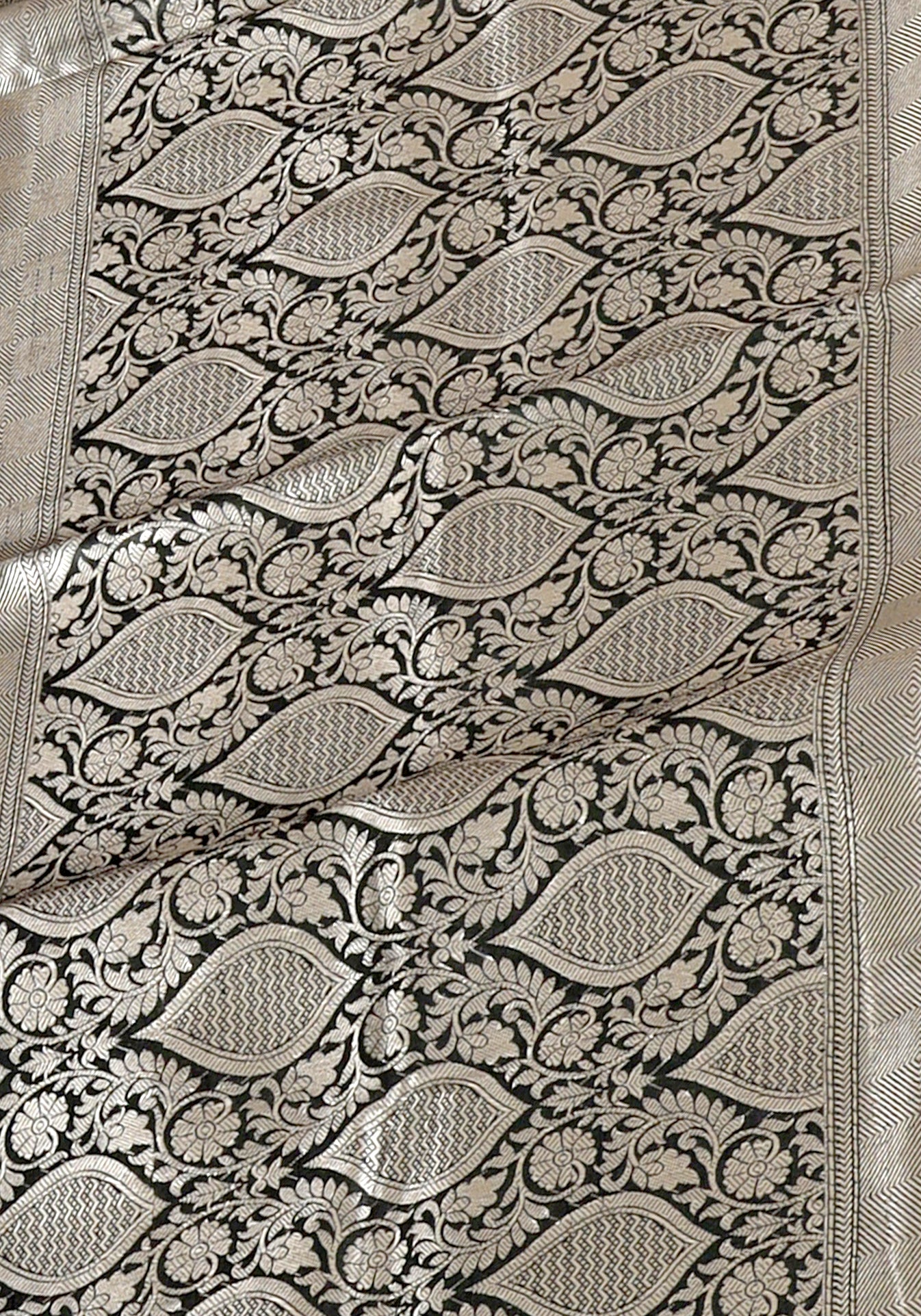 Forest Green Wine Silver Floral Border Fancy Silk Saree - FSS-1-1005