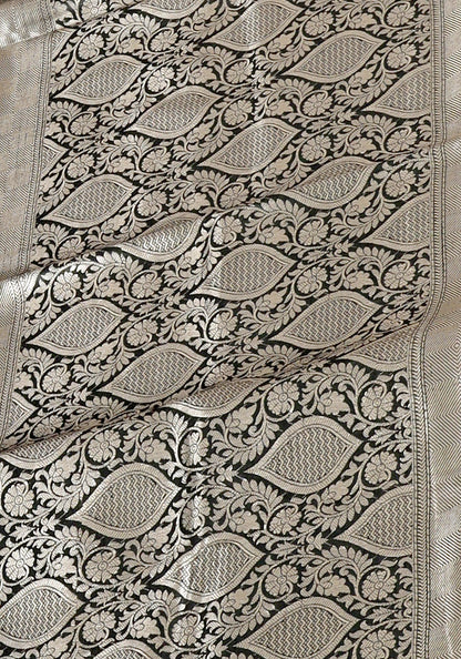 Forest Green Wine Silver Floral Border Fancy Silk Saree - FSS-1-1005