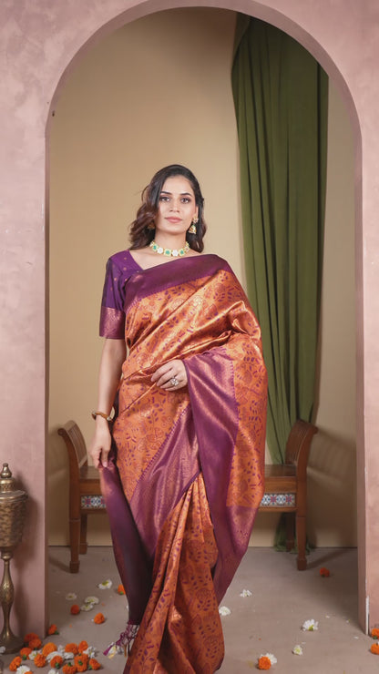 Art Silk Saree Mauve Dusty Rose Floral Jaal
