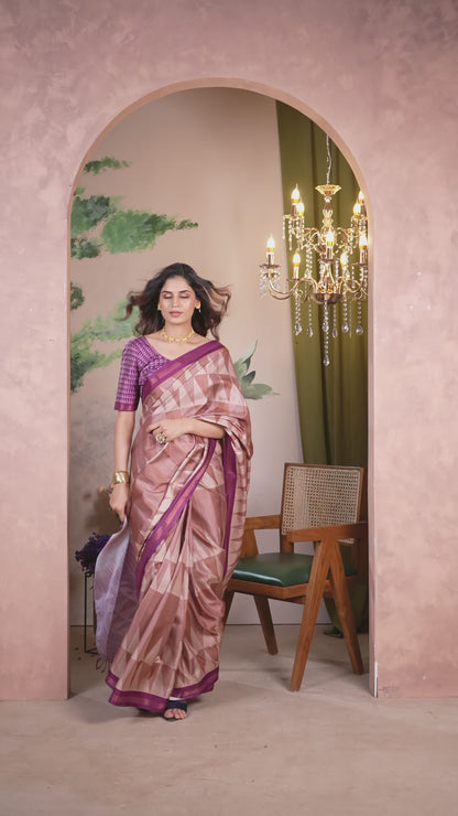 Fancy Saree Deep Plum & Wine Geometric